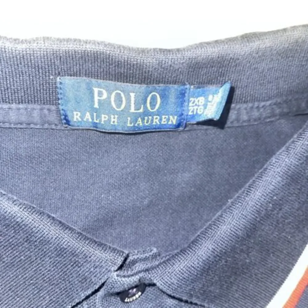 Polo Ralph Lauren Men’s 2XB Shirt Pique Cotton Navy Logo Spellout Collar *read*‎